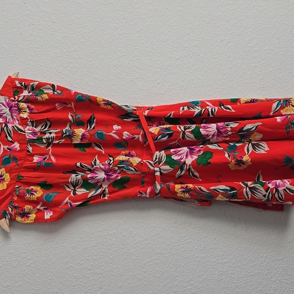 Yumi Kim Hot Lagoon Soho Mixer Dress Mini Wrap Dress Floral Bright Red Tie Waist - Picture 6 of 9